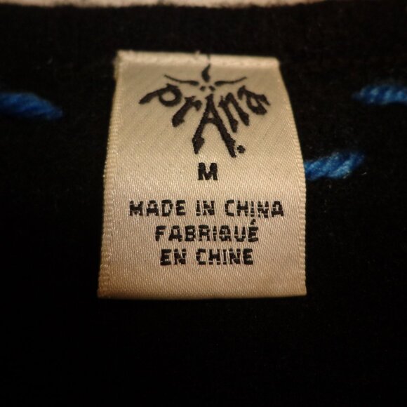 prAna Listen Love Laugh BOHO Knit Sweater M Black Raglan Raw Seams Graphics - Picture 4 of 15